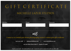 Purchase a gift certificate for a loved one or family for Michelle Lazur Photography Studios