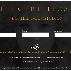 Purchase a gift certificate for a loved one or family for Michelle Lazur Photography Studios