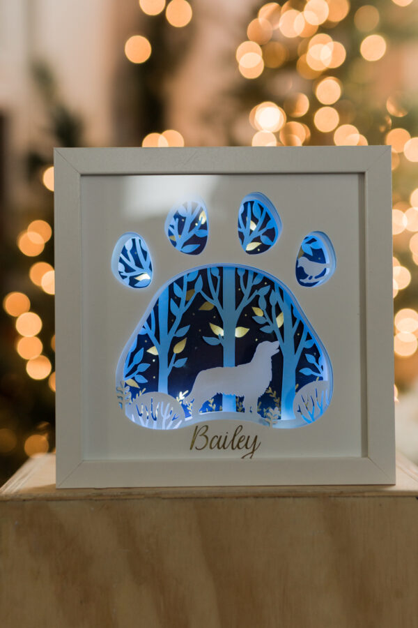 Custom, personalized, dog shadow boxes